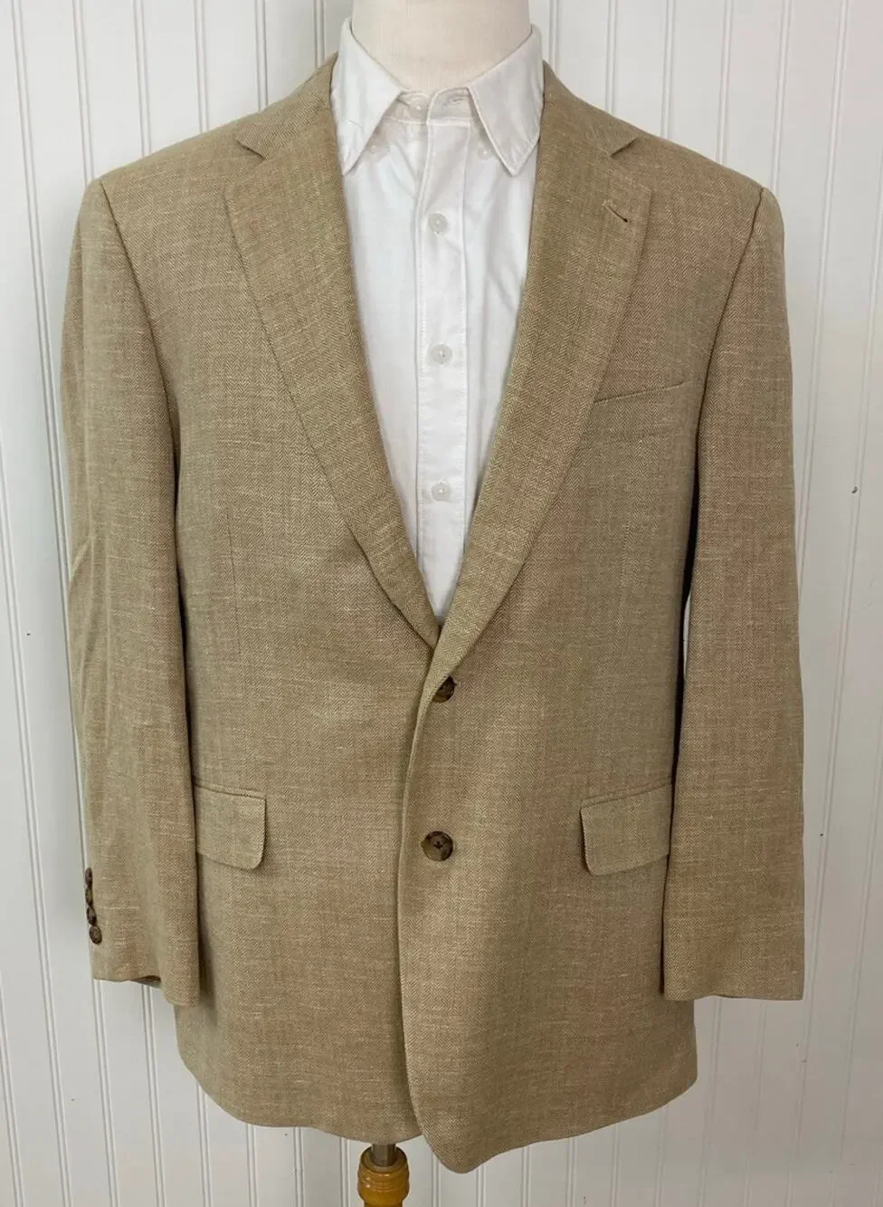 Men Brooks Brothers Madison herringbone silk linen wool 2-button blazer, 43R